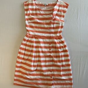 Casual Striped Midi Dress in Orange and White